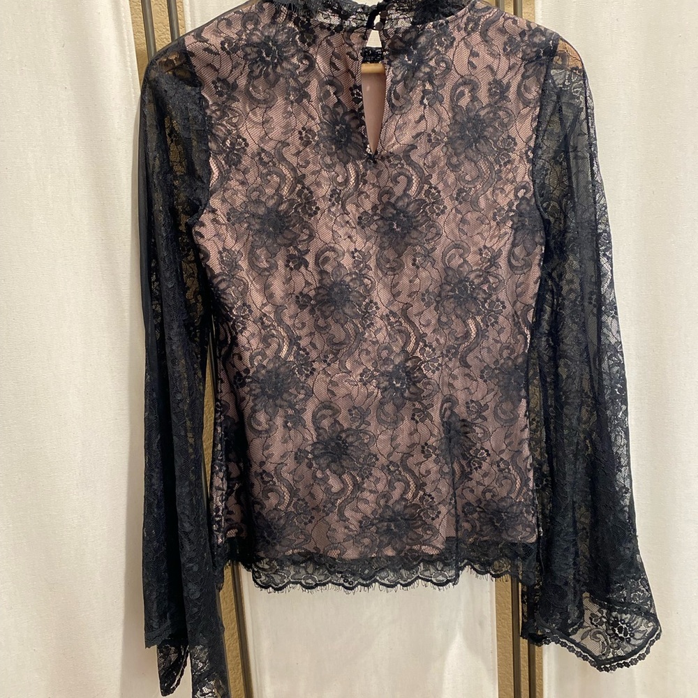 BCBG Maxazria black lace top size M